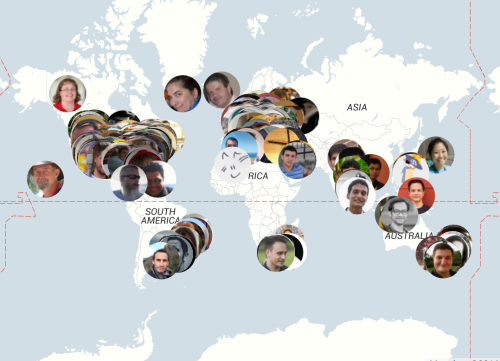 A map of Automattic's global, distributed team