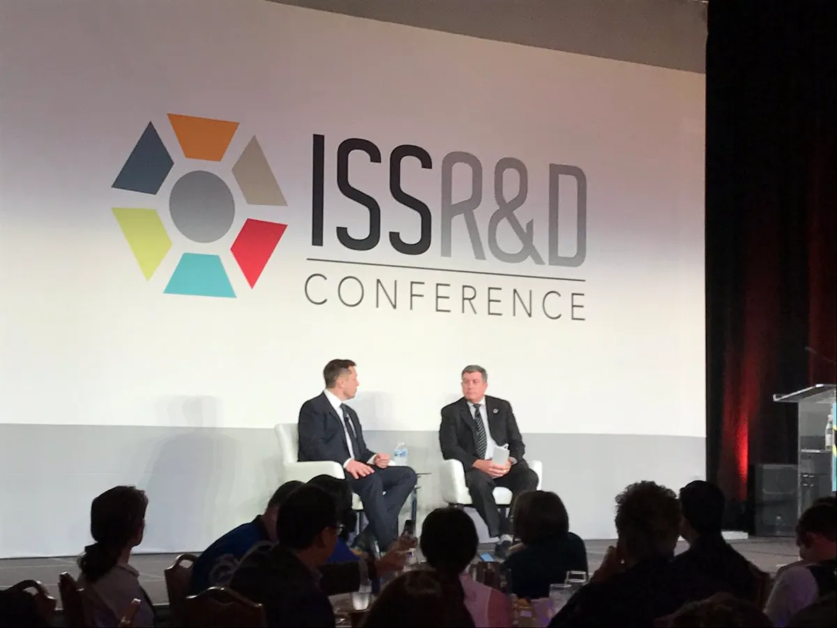 Elon Musk in a fireside chat at the ISS R&D Conference